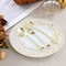 Elama 150 Piece Disposable Plastic Dinnerware Party Set for 25 Guests in White with Gold Decal Trim 750123350M - alternate 4