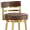 Homeroots 26" Coffee and Gold Faux Leather and Stainless Steel Low Back Counter Height Swivel Bar Chair 569166 - alternate 5