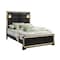 Homeroots Black And Gold Faux Crystal Bling Wood And Upholstery Lighted Full Bed Frame 564758 - alternate 5