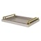 Homeroots Set of Two Taupe Wood Geometric Handmade Serving Trays With Handles 518594 - alternate 6