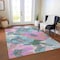 Homeroots 3' X 5' Teal Blue And Aqua Floral Washable Indoor Outdoor Area Rug 611096 - alternate 5