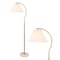 Jonathan Y Devon 60.5" Modern Glam Metal Arc LED Floor Lamp w/ Pleated Shade w/ Marble Base, Brass Gold/White JYL1148C - alternate 1