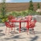 Leisuremod Devon Tree Design Glass Top Aluminum Base Indoor Outdoor Dining Table, Red DT48R - alternate 2
