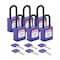 Brady Velocity Lockout Padlocks Nylon 1.5in Clearance KA Plastic Shackle Purple 6PK SDPL-PRP-38PL-KA6 - alternate 1