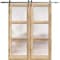 Sartodoors Sturdy Double Barn Door with Frosted Glass, Lucia 2552 Oak, 13FT Rail Hangers Heavy Set, Solid Pa LUCIA2552DB-S-DUB-3684 - alternate 1