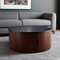 Homeroots 32" Black and Walnut Wood Round Drum Coffee Table 576841 - alternate 1