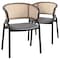 Leisuremod Ervilla Dining Chair with Stainless Steel Legs Velvet Seat and Wicker Back, Grey, 2PK EC20GR2 - alternate 1