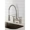 Kingston Brass Double-Handle Deck-Mount Pre-Rinse Bridge Kitchen Faucet, Brushed Nickel GS1278BEX - alternate 4