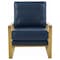 Leisuremod Jefferson Leather Modern Design Accent Armchair with Elegant Gold Frame, Navy Blue JAG29NBU-L - alternate 6