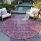 Homeroots 8' Merlot Round Oriental Washable Indoor Outdoor Area Rug 607550 - alternate 4