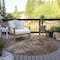 Homeroots 8' Chocolate Round Ikat Washable Indoor Outdoor Area Rug 576985 - alternate 3