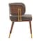 Homeroots Brown and Walnut Upholstered Faux Leather Curved Back Dining Arm Chair 564981 - alternate 4