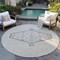 Homeroots 8' Beige Brown And Ivory Round Oriental Washable Indoor Outdoor Area Rug 598168 - alternate 4