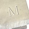 Homeroots 55" X 70" Linen White Herringbone Cotton Blend M Initial Throw Blanket with Tassels Embroidery 680603 - alternate 4
