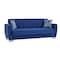 Homeroots 84" Blue Microfiber Convertible Futon Sleeper Sofa With Toss Pillows And Storage 607121 - alternate 1