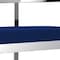 Homeroots 30" Blue and Silver Metal and Velvet Low Back Bar Height Bar Chair 555066 - alternate 3