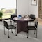Boss Office Products BOSS 42" Round Table (Mocha Finish) Set with (4) Chairs with Arms and Casters in Black Vinyl Group127MOC-D - alternate 1