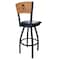 Holland Bar Stool Co 30" Blk Wrinkle Connecticut Swivel Bar Stool, Laser Engraved Back L03830BWMedMplAConnUnBlkVinyl - alternate 4
