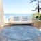 Homeroots 8' Denim Blue Navy Blue And Ivory Round Polka Dot Washable Indoor Outdoor Area Rug 614661 - alternate 3