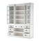 Homeroots 87" White Wood Bookcase with Glass Doors Drawers and Baskets 397667 - alternate 7