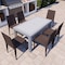 Leisuremod Mace 7-Piece Outdoor Dining Set with Rectangular Table and Stackable Chairs, White/Brown MT55WC19BR6 - alternate 1