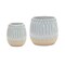 Homeroots Set of Two Beige and White Ribbed Round Porcelain Table Vase, 2PK 516252 - alternate 3