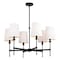 Vaxcel Camden 6 Light Matte Black Chandelier Fixture White Fabric Linen Shade, LED Compatible H0288 - alternate 1