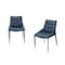 Homeroots Set of Two Navy Blue and Black Faux Leather and Metal Dining Side Chairs, 2PK 719105 - alternate 6