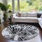 Homeroots 8' Ivory Black And Gray Round Abstract Washable Indoor Outdoor Area Rug 588012 - alternate 3