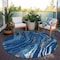 Homeroots 8' Navy Blue Gold And Copper Round Abstract Washable Indoor Outdoor Area Rug 600242 - alternate 4