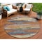 Homeroots 8' Orange Green And Gold Round Abstract Washable Indoor Outdoor Area Rug 612541 - alternate 1