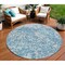 Homeroots 8' Teal Blue And Ivory Round Abstract Washable Indoor Outdoor Area Rug 612769 - alternate 1