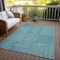 Homeroots 9' X 12' Teal Blue And Ivory Geometric Washable Indoor Outdoor Area Rug 600784 - alternate 5