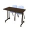 Regency Kobe Mobile T-Base Training Table W/ 2 M Stack Chairs, 48 in W, 24 in L, Neo Walnut MKTRCC4824NW47GY - alternate 1