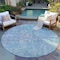 Homeroots 8' Blue Round Abstract Washable Indoor Outdoor Area Rug 607862 - alternate 5