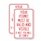 Signmission Your Permit Must Be Valid and Visible If Not, You Will , 18'' X 24'', Heavy Gauge Aluminum, 2PK A-1824-2PACK-22693 - alternate 1