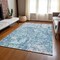 Homeroots 9' X 12' Teal Blue And Ivory Abstract Washable Indoor Outdoor Area Rug 612771 - alternate 3