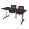 Regency Kobe T-Base Training Seminar Table W/ 2 Knight Mesh Chairs, 66 in W, 24 in L, Neo Walnut MKTRCT6624NW56CBK - alternate 1