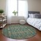 Homeroots 8' Teal Blue Taupe And Beige Round Moroccan Washable Indoor Outdoor Area Rug 577219 - alternate 4