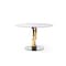 Homeroots 47" White Gold and Silver Ceramic and Stainless Steel Pedestal Base Round Top Dining Table 718896 - alternate 3