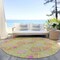 Homeroots 8' Lime Green Pink And Ivory Round Floral Medallion Washable Indoor Outdoor Area Rug 614601 - alternate 4