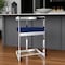 Homeroots 30" Blue and Silver Metal and Velvet Low Back Bar Height Bar Chair 555066 - alternate 4