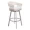 Homeroots 31" White And Silver Faux Leather And Stainless Steel Bar Height Swivel Bar Chair 555768 - alternate 4