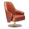 Homeroots 28" Brown And Gold Faux Leather And Faux Leather Swivel Arm Chair 556465 - alternate 1