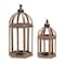 Homeroots Set of Two Brown Distressed Wood And Glass Floor Lantern Candle Holders, 2PK 517576 - alternate 1