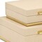 Homeroots Set of Two Taupe And Gold Square Nesting Decorative Storage Boxes With Lids, 2PK 712921 - alternate 5