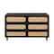 Homeroots 56" Black And Natural Solid Wood And Rattan Six Drawer Double Dresser 564522 - alternate 6