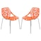 Leisuremod Modern Asbury Dining Chair with Chromed Legs, Orange, 2PK AC16OR2 - alternate 1