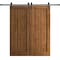 Sartodoors Modern Double Barn Door 64 x 96 inches, Ego 5006 Cognac Oak Veneer, 13FT Rail Track Set, Solid Pa EGO5006DB-DKO-6496 - alternate 1