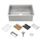 Whitehaus Collection Whitehaus 27 in  Reversible Single Bowl Workstation Fireclay Sink Set with a Smooth Front Apron WHLW2719 - alternate 1